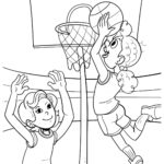 Kinder spielen Basketball Ausmalbild